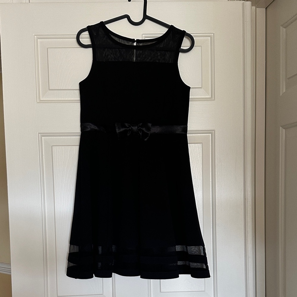 Calvin Klein Girls Illusion Mesh Bow Front Dress